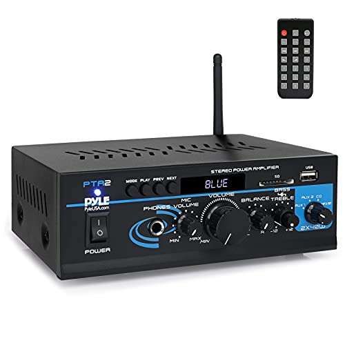 Powerful Pyle Home Audio Amplifier: 2X40W Bluetooth Mixer for Speakers, PA, and Studio Use - PTA2