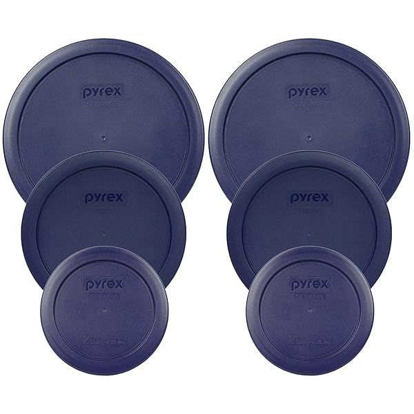 Buy Genuine Pyrex Blue Plastic Lid Covers: 6/7-Cup, 4-Cup & 2-Cup - Made in the USA