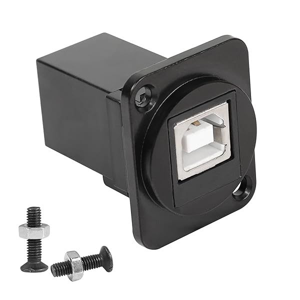 QIANRENON D-Type USB B 2.0 Panel Mount Connector - Solderless Female Coupler for Easy USB Extending