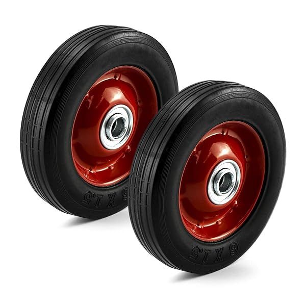 "QWORK 2 Pack 6" x 1.5" Premium Rubber Hand Truck Wheels - 132 lbs Capacity, 5/8" Axle, Smooth Ball Bearing Performance"