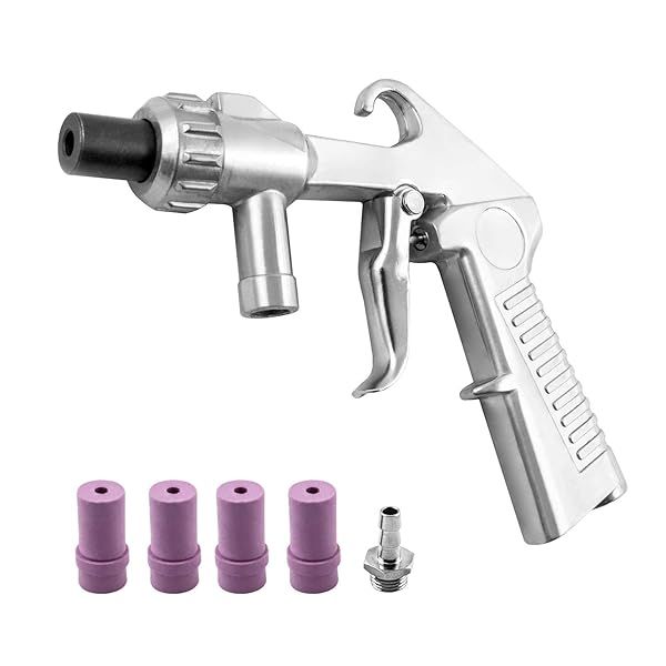 QWORK Sand Blaster Gun Kit with 4 Ceramic Nozzles - Ultimate Sandblasting Tool for Precision Cleaning