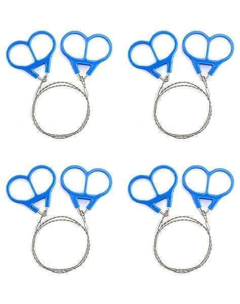 "QWORK 20" Wire Saw 4 Pack - Stainless Steel Serrated Cutting Cable for Camping, Hiking, and Emergency Survival Gear"