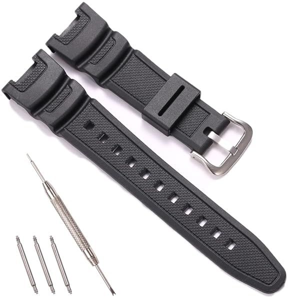 RCNZWQB Resin Replacement Watch Band for Casio SGW-100 - Waterproof Rubber Strap & Accessories