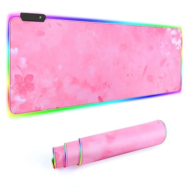 "RGB Gaming Mouse Pad 31.5x11.8" - Large LED Desk Pad with 12 Lighting Modes & Non-Slip Base for Gamers (Pink)"