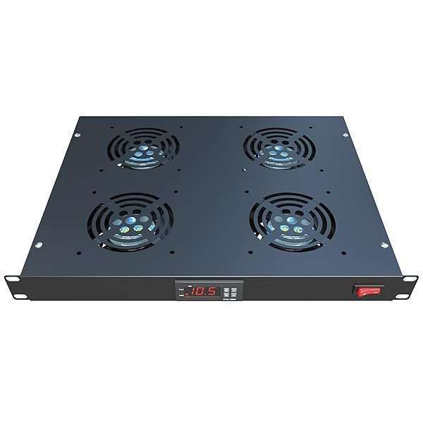 Efficient 1U Rack Mount Fan System - 4 Fans with Digital Temp Control & Overheat Alarm for Server Cooling | Tupavco TP1701