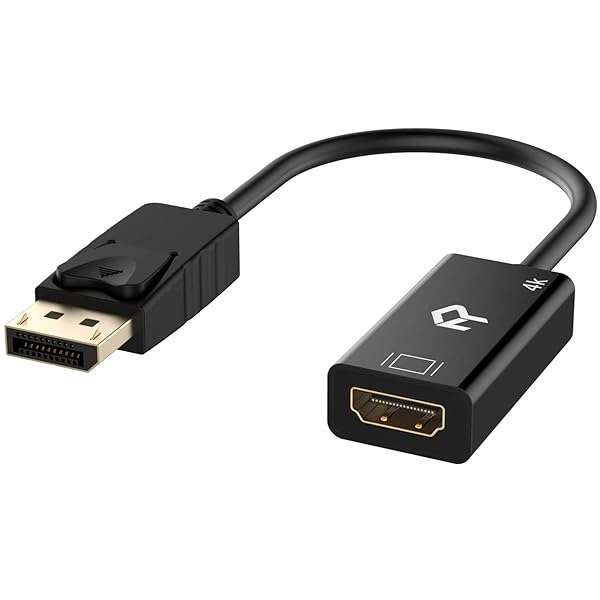 Rankie DisplayPort to HDMI Adapter - 4K Converter with Audio, Black | High-Quality DP to HDMI Solution