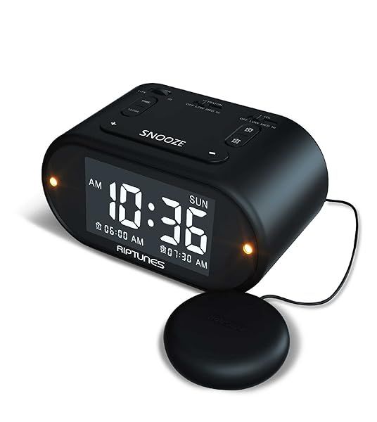 Riptunes Loud Alarm Clock with Bed Shaker: Perfect for Heavy Sleepers & Hearing Impaired - Dual Alarm, USB Charging, Snooze Feature