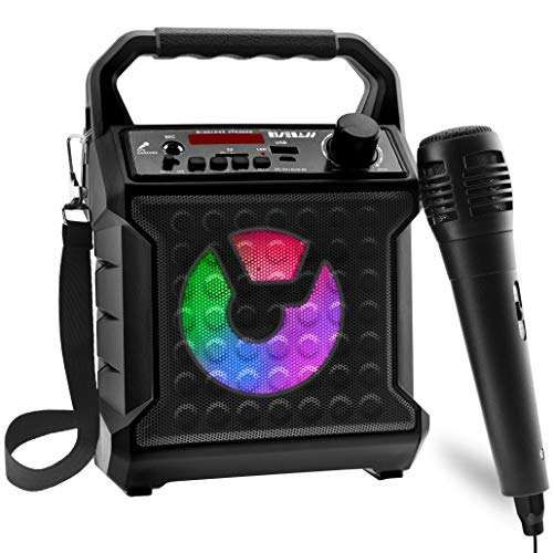 Risebass Portable Bluetooth Karaoke Speaker with Lights - Perfect Birthday Gift for Kids & Adults | Rechargeable with FM Radio & AUX