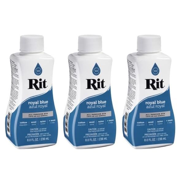 Rit Dye Liquid Dye 8 fl oz Royal Blue 3-Pack - Vibrant Color for Fabrics & Crafts