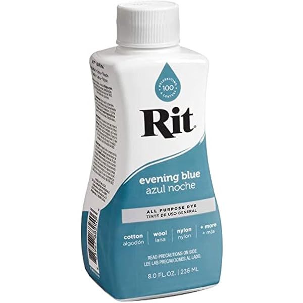 Rit Purpose Liquid Dye 236ml - Blue Fabric Dye for Vibrant Color | 8 Fl Oz (Pack of 1)