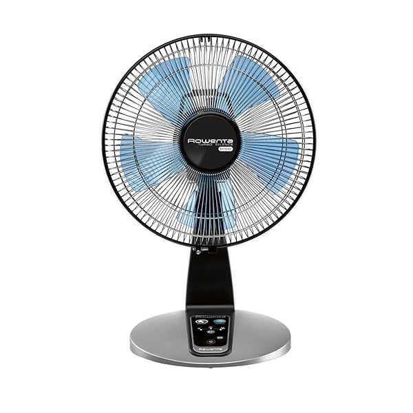 "Rowenta Turbo Silence 18" Desk Fan with Remote - Ultra Quiet Oscillating Fan for Bedroom, 5 Speeds, Portable, Black VU2660"