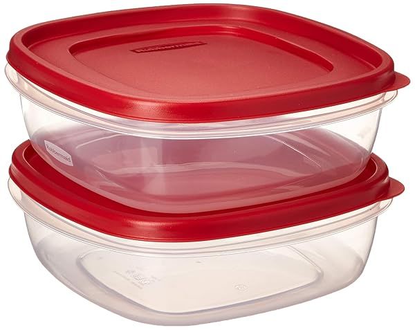 Rubbermaid Easy Find Lid 9-Cup Food Storage Containers - 2 Red Square Containers for Easy Organization