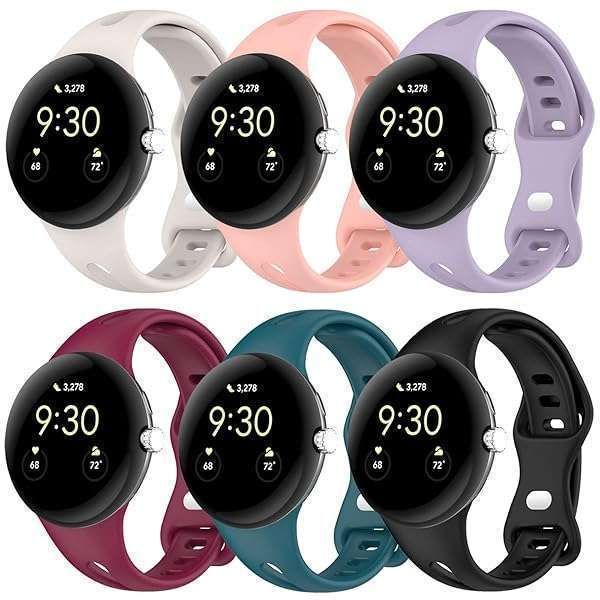 RuenTech Google Pixel Watch Bands: Soft Silicone Adjustable Straps in 6 Colors for Pixel & Pixel 2