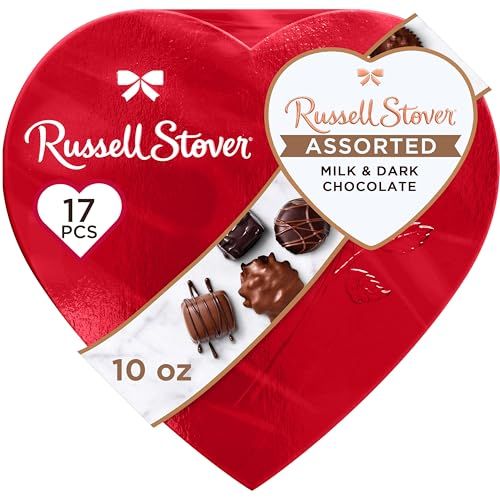 Russell Stover Red Foil Heart 10oz - Perfect Chocolate Gift Box for Valentine's Day, Mother's Day & Anniversaries