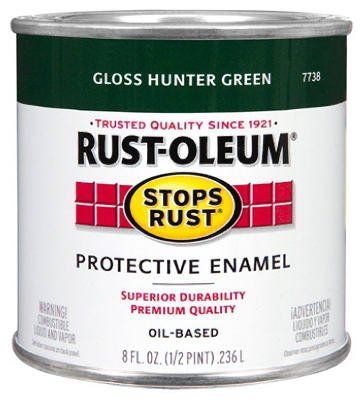 Rust-Oleum Stops Rust Brush On Paint - Gloss Hunter Green, 8 Fl Oz Half Pint for Durable Protection