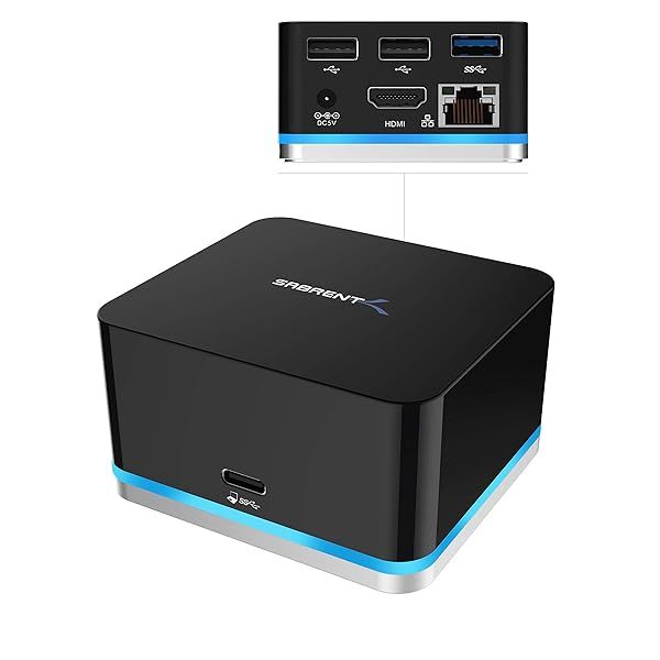 SABRENT 5-Port USB Type C Mini Docking Station - 4K@30Hz, Compact & Versatile (DS-CMND) - Black