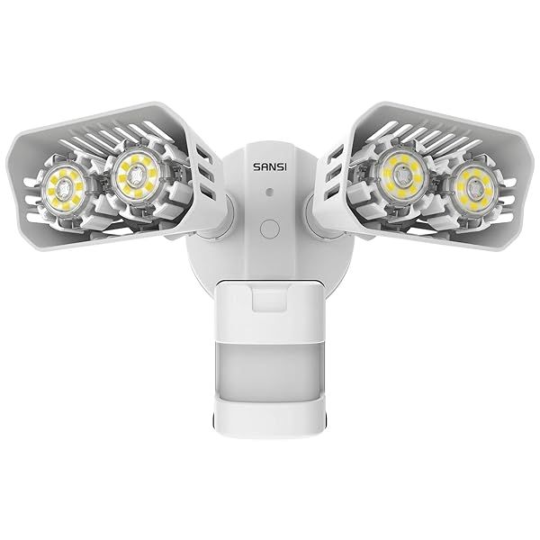 Brighten Your Outdoors: SANSI 18W LED Security Lights with Motion Sensor & Dual-Head - 1800lm Waterproof Floodlights
