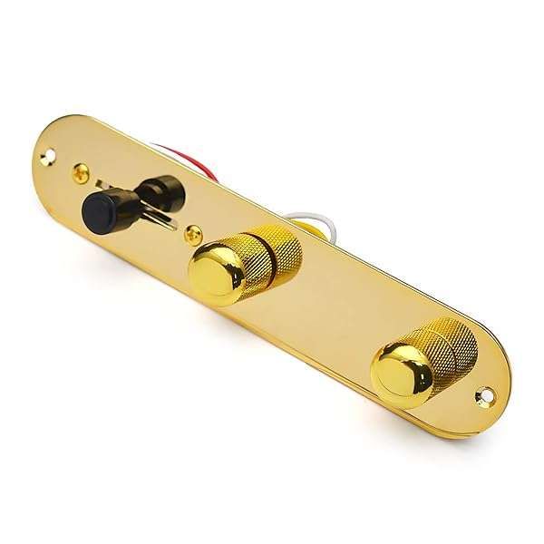 SAPHUE Guitar Control Plate Gold/Nickel with 3-Way Switch & 500K Knobs for Fender Tele & Gibson SG - Prewired Replacement Parts