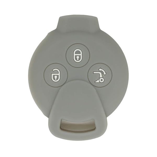 SEGADEN Silicone Key Fob Cover for Mercedes Benz Smart Fortwo - Gray 3 Button Protector Case