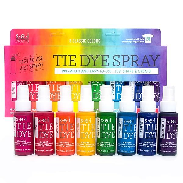 Ultimate S.E.I. Classic Tie Dye Kit: 8 Color Fabric Dye Spray Set for Easy Application & Cleanup