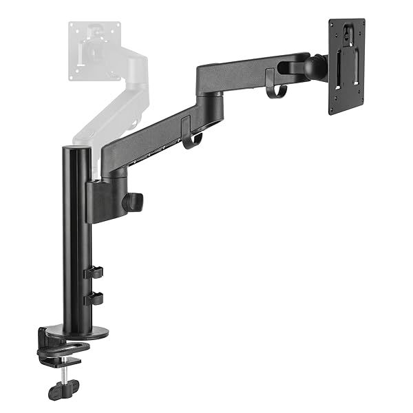 "SIIG Single Monitor Desk Mount: Fully Adjustable Arm for 14"-32" Monitors, VESA Compatible, 17.6 lbs Load, C-Clamp & Grommet"