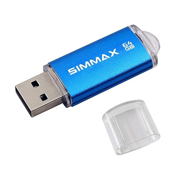Buy SIMMAX 64GB USB 2.0 Flash Drive - Reliable Blue Thumb Drive for Fast Data Storage