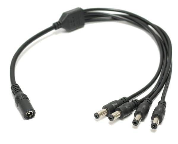 SOLTECH 4-Way DC Power Supply Splitter for 12V CCTV Cameras - 1 Female to 4 Male Y Adapter 5.5x2.1mm