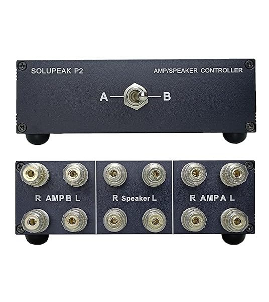 SOLUPEAK P2 2-in-1 Speaker Switcher: 2-Way Amplifier Selector & Splitter for Loudspeakers