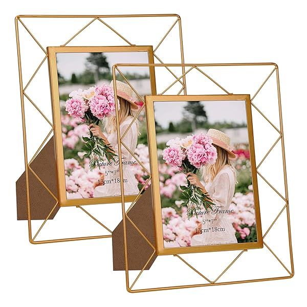 SPEPLA 5x7 Metal Picture Frames - 2 Pack for Tabletop & Wall Display | Stylish Photo Frames