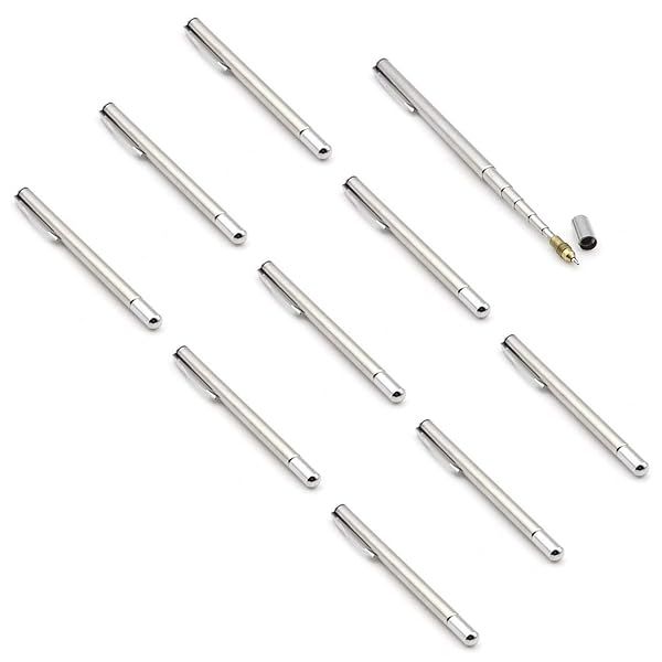 SWTOOL 10PCS Stainless Steel Telescopic Ballpoint Pen Set - Perfect Handheld Pointer for Classrooms & Presentations