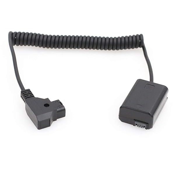 SZRMCC D-Tap to NP-FW50 Dummy Battery for Sony A7 Series & NEX Cameras - Coiled Cable Adapter