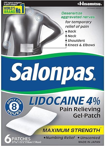 Salonpas Lidocaine Gel Patch Bundle (5 Pack) - Maximum Strength Pain Relief Solution