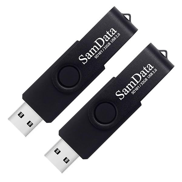 SamData 32GB USB Flash Drives 2 Pack - LED Thumb Drives for Storage & Backup (Black)