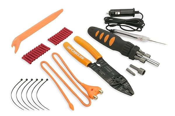 Scosche TK12A Car Stereo Tool Kit: Complete Automotive Audio Installation Set with Pry Tool, Wire Stripper & Connectors