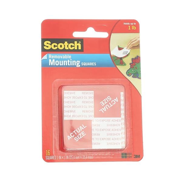 Scotch 108 Heavy-Duty Removable Mounting Squares - Pack of 6 for Easy Home & Office Use
