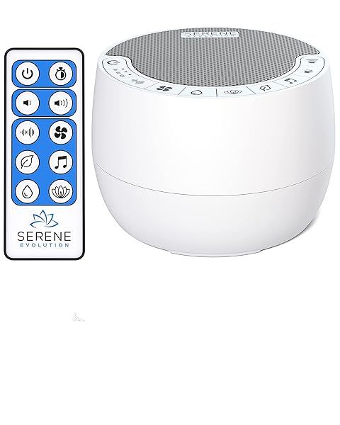 Serene Evolution White Noise Machine: 70 Sounds for Sleep & Office Privacy - Remote Control & Noise Canceling Features