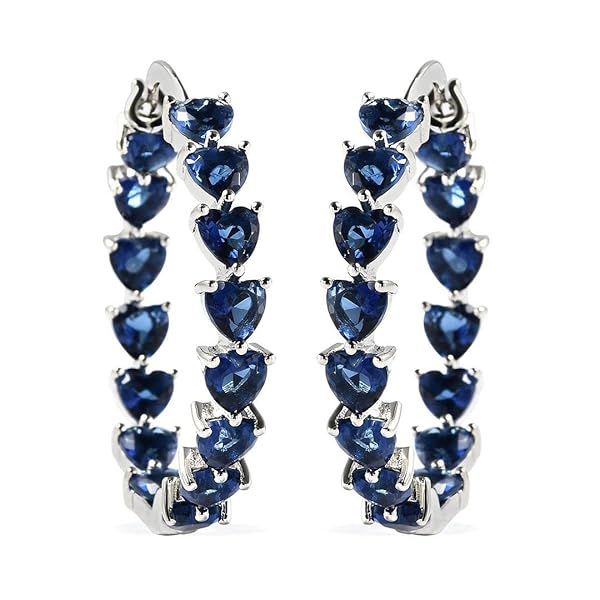 Shop LC Blue Cubic Zirconia Heart Hoop Earrings - Perfect Christmas Gifts for Women (13.25 Ct)