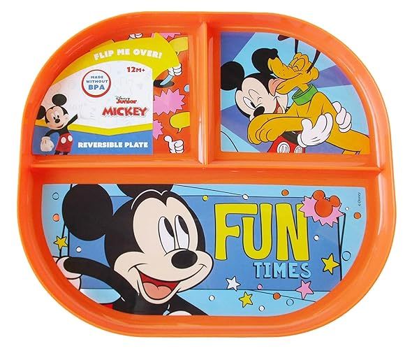 Show-Offs Mickey Reversible BPA-Free Plate - 8x7 Inches, Perfect for Kids' Meals!