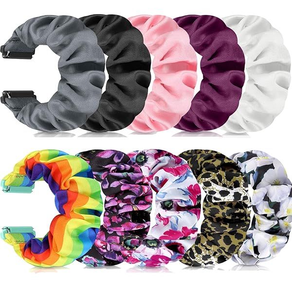 ShuYo 10 Pack Scrunchie Bands for Fitbit Versa & Versa 2 - Stylish Elastic Fabric Straps for Women & Girls