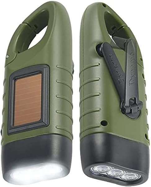 Simpeak 2-Pack Solar Hand Crank Flashlight: Emergency LED Torch for Outdoor Survival & Sports - Rechargeable & Portable