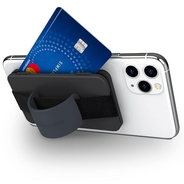 Sinjimoru Midnight Blue Card Holder Wallet Case - Secure Silicone Phone Stand for Easy Access