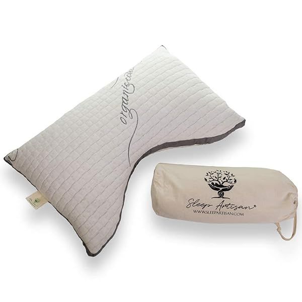 Sleep Artisan Adjustable Pillow for Back & Side Sleepers - Talalay Latex Pain Relief, Made in USA, Contoured Queen Size