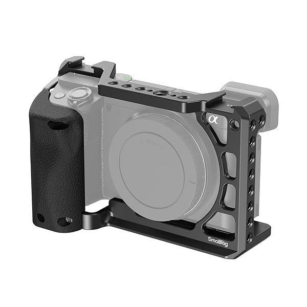 SmallRig Cage with Silicone Handgrip & Cold Shoe for Sony a6100, a6300, a6400 - Ultimate Camera Accessory