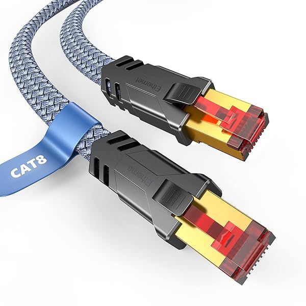 Snowkids 10FT Cat 8 Ethernet Cable - 40Gbps High Speed, Flat Design, Gold Plated RJ45 for Gaming & PC