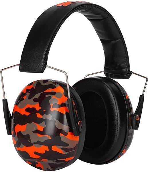 Snug Kids Ear Protection: Noise Cancelling Earmuffs for Toddlers, Children & Adults - Orange Camo