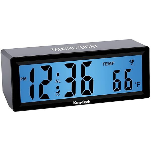 Sonnet Talking Alarm Clock for Visually Impaired & Seniors - Loud, Blue Backlight, Hourly Voice Alerts by Ken-Tech