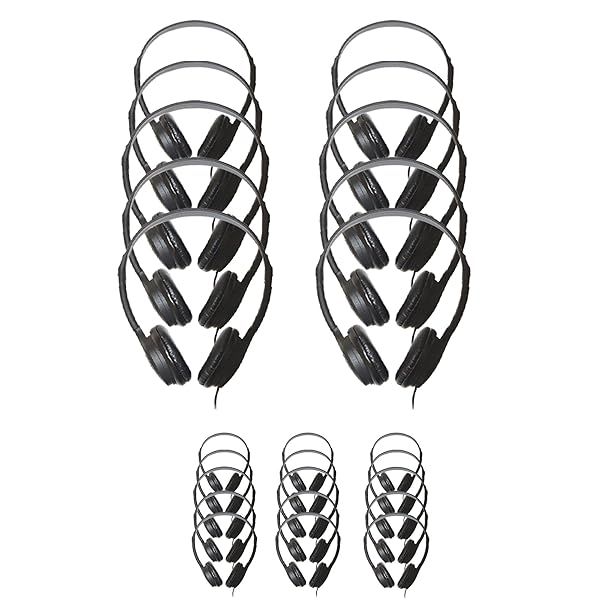 Soundnetic SN313 Classroom Headphones - 25 Pack Over-Ear Stereo with Leatherette Earpads, Black