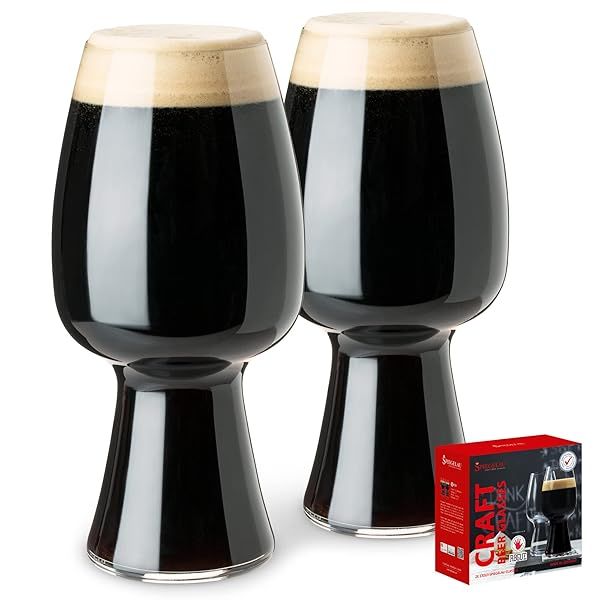 Spiegelau Craft Beer Stout Glass Set of 2 - Lead-Free Crystal, Dishwasher Safe, 21 oz Modern Pint Glasses for Beer Lovers