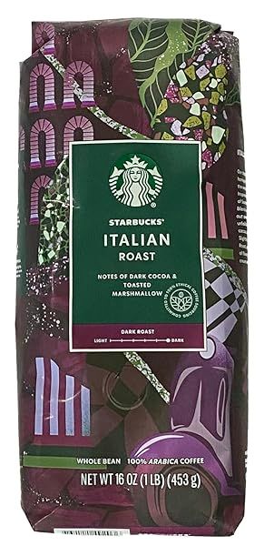 Starbucks Italian Roast Whole Bean Coffee (1lb) - Rich Flavor & Aroma for Coffee Lovers
