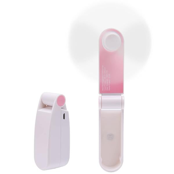 Supabear Mini Handheld Fan: USB Rechargeable Pocket Fan for Makeup & Travel - Powerful Wind in Pink